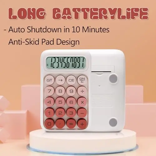 Exlliy Mechanical Switch Calculator, 10 Digits, Large LCD Display, Purple, Big Buttons, Aesthetic - EXLLIY (1)