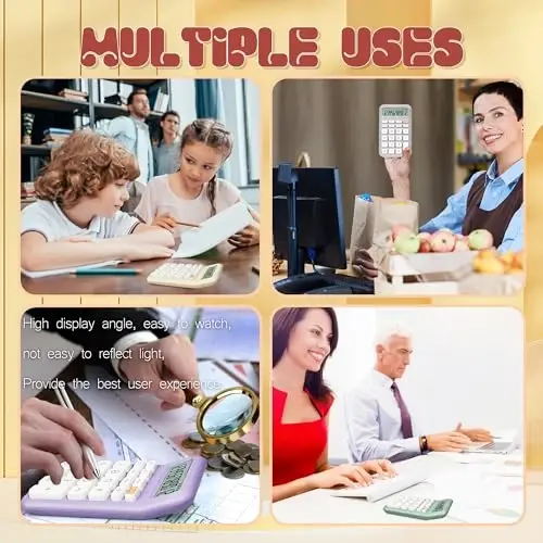 Exlliy Mechanical Switch Calculator, 10 Digits, Large LCD Display, Purple, Big Buttons, Aesthetic - 6