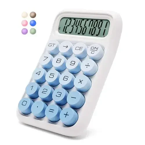 Exlliy Mechanical Switch Calculator, 10 Digits, Large LCD Display, Purple, Big Buttons, Aesthetic - EXLLIY
