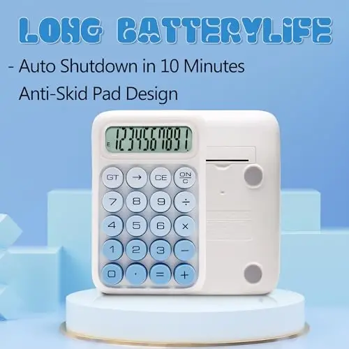 Exlliy Mechanical Switch Calculator, 10 Digits, Large LCD Display, Purple, Big Buttons, Aesthetic - 2