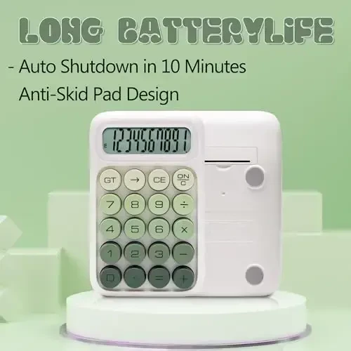 Exlliy Mechanical Switch Calculator, 10 Digits, Large LCD Display, Purple, Big Buttons, Aesthetic - 2