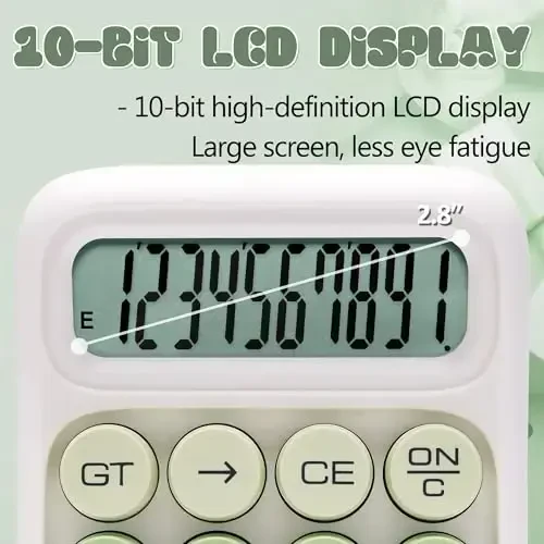 Exlliy Mechanical Switch Calculator, 10 Digits, Large LCD Display, Purple, Big Buttons, Aesthetic - 3