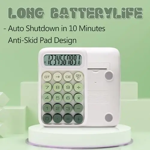 Exlliy Mechanical Switch Calculator, 10 Digits, Large LCD Display, Purple, Big Buttons, Aesthetic - 2