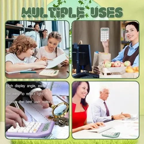 Exlliy Mechanical Switch Calculator, 10 Digits, Large LCD Display, Purple, Big Buttons, Aesthetic - 6