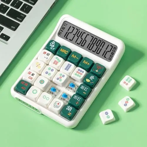 Exlliy Mechanical Switch Calculator, 12 Digit Large LCD Display, Big Buttons, Real Mechanical Keypad, Desktop Calculator for Office & Study - EXLLIY