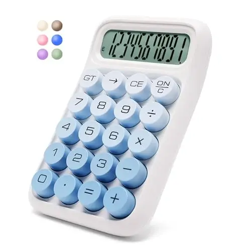 Exlliy Mechanical Switch Calculator, 10 Digits, Large LCD Display, Purple, Big Buttons, Aesthetic - 1