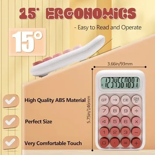 Exlliy Mexanik Kalit Kalkulyatori, 10 Xonali, Katta LCD Displey, Binafsha, Katta Tugmalar, Estetik - 4