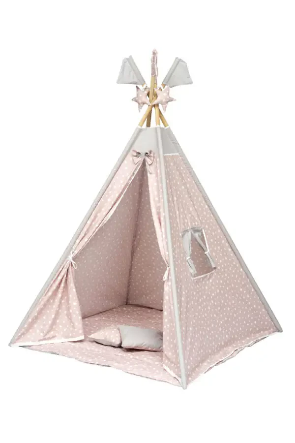 Exorbaby Xl Büyük Boy Ahşap Ve Pamuklu Oyun Çadırı , Oyun Evi-PEMBE - 1