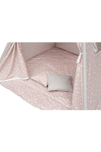 Exorbaby Xl Büyük Boy Ahşap Ve Pamuklu Oyun Çadırı , Oyun Evi-PEMBE - 3