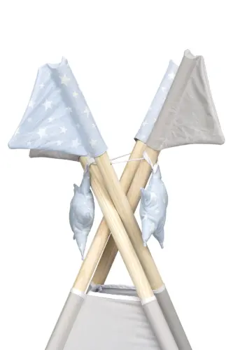 Exorbaby Xl Katta O'lchamdagi Yog'och Va Paxta O'yin Chodiri, O'yin Uyi-ko'k - 5