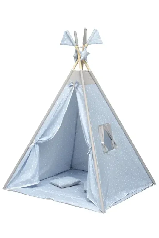 Exorbaby Xl Large Size Wooden and Cotton Play Tent, Playhouse-blue - EXOR BABY