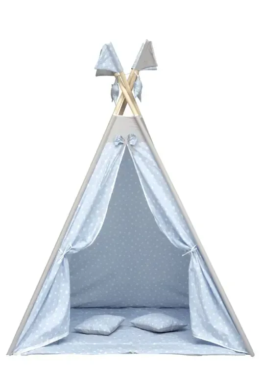 Exorbaby Xl Large Size Wooden and Cotton Play Tent, Playhouse-blue - 2