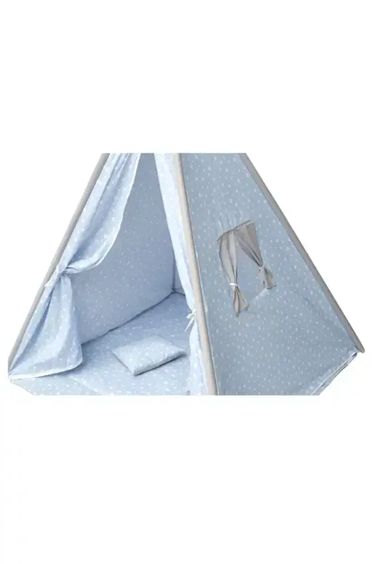 Exorbaby Xl Large Size Wooden and Cotton Play Tent, Playhouse-blue - 3