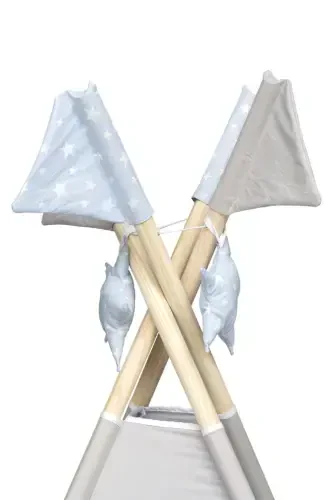 Exorbaby Xl Large Size Wooden and Cotton Play Tent, Playhouse-blue - 5