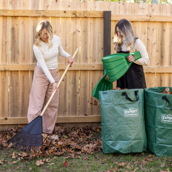 Expert Gardener, 24-inch Wood and Poly Leaf Rake - 3