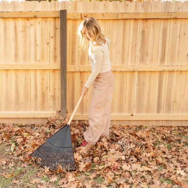 Expert Gardener, 24-inch Wood and Poly Leaf Rake - 5