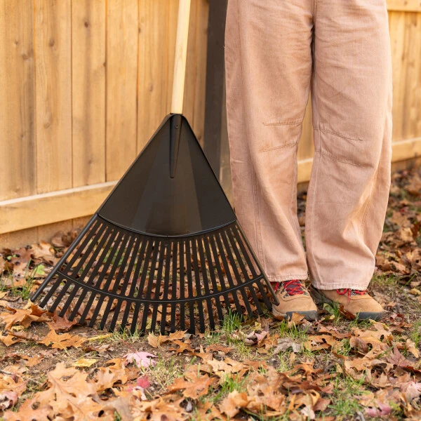 Expert Gardener, 24-inch Wood and Poly Leaf Rake - 6