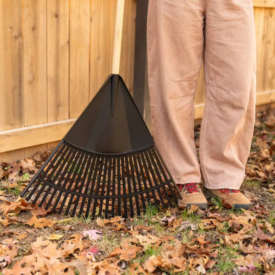 Expert Gardener, 24-inch Wood and Poly Leaf Rake - 6
