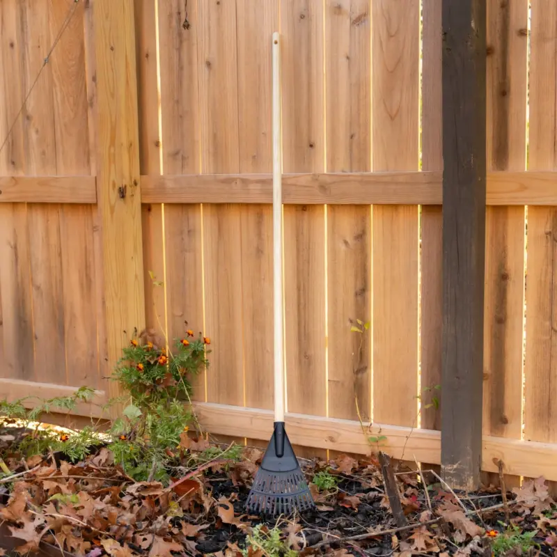 Expert Gardener 8-inch Wood and Poly Shrub Leaf Rake - 3