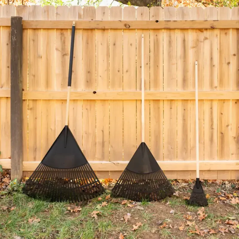 Expert Gardener 8-inch Wood and Poly Shrub Leaf Rake - 7