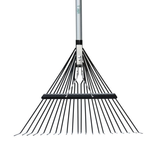 Expert Gardener Fiberglass Long Handle 22-Tine Steel Leaf Rake with Comfort End Grip - 6