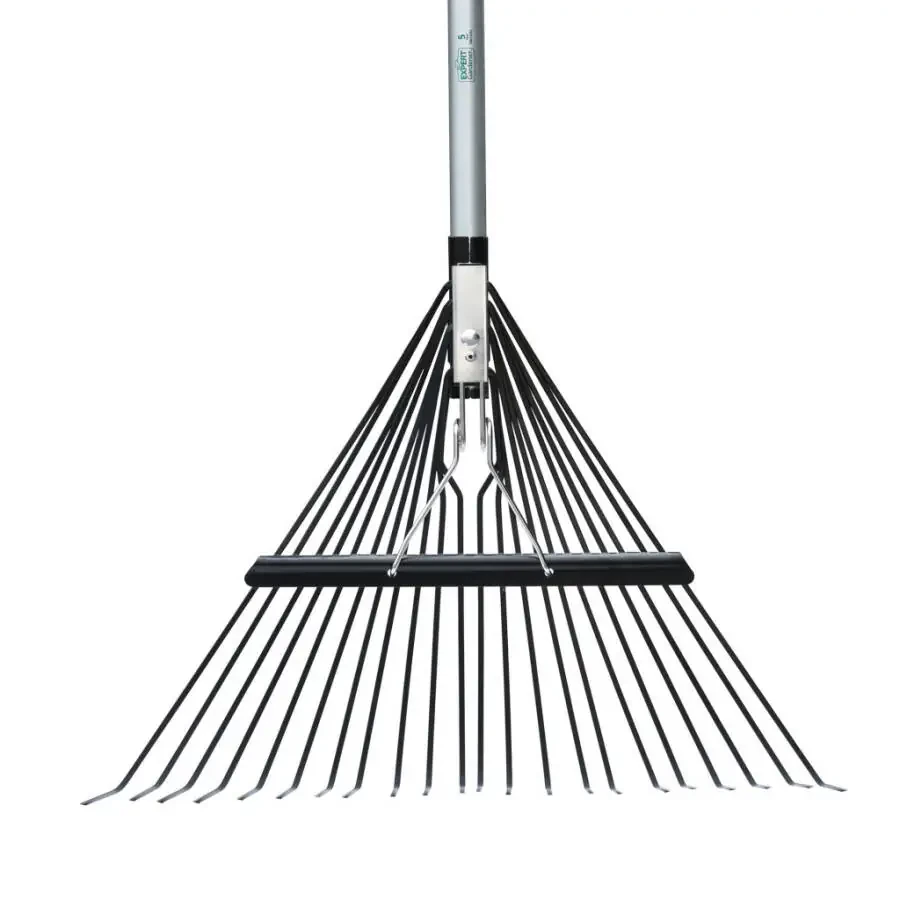 Expert Gardener Fiberglass Long Handle 22-Tine Steel Leaf Rake with Comfort End Grip - 6