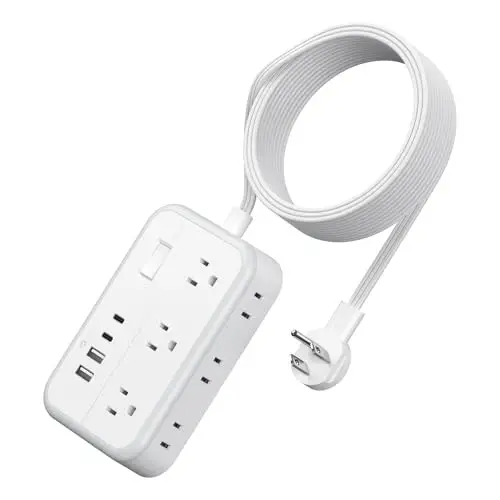 Extension Cord 15 ft, Surge Protector Power Strip with 6 Widely Outlets 4 USB Ports, Flat Plug, Wall Mount Outlet Extender, 1080 Joules, Multiple Outlets for Indoor Home Office, Dorm Room Essentials - 2