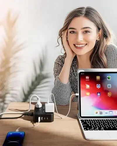 Extension Cord 20 FT, Surge Protector Power Strip with 8 Wide Outlets 4 USB Ports, Flat Plug, Mounted, Overload Protection, Indoor Home Office Apartment Dorm Room Essentials - 7