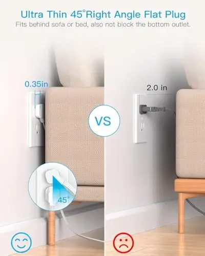 Extension Cord 25 Ft, Power Strip with 4 USB Ports(2 USB C), HANYCONY 1080J Surge Protection, 8 Outlets Extender Desk Charging Station for Home Office Dorm Room Essentials - 4