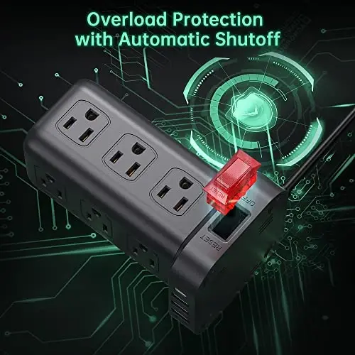 Extension Cord with Multiple Outlets, Surge Protector Power Strip Tower, 12 AC 4 USB，Surge Protector Tower 6.5FT Overload Protection for Home Office - SMALLRT (1)