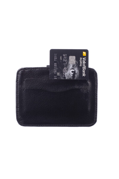 External Snap Credit Card Wallet 8 Compartments S.leather Black (knp-2s) Model - 2