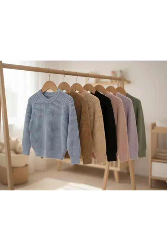 Extra Egiluvchan Velosiped Yoqali Unisex Chaqaloqlar & Bolalar Sviteri (0-5 Yosh)-Tosh Rangi - 4