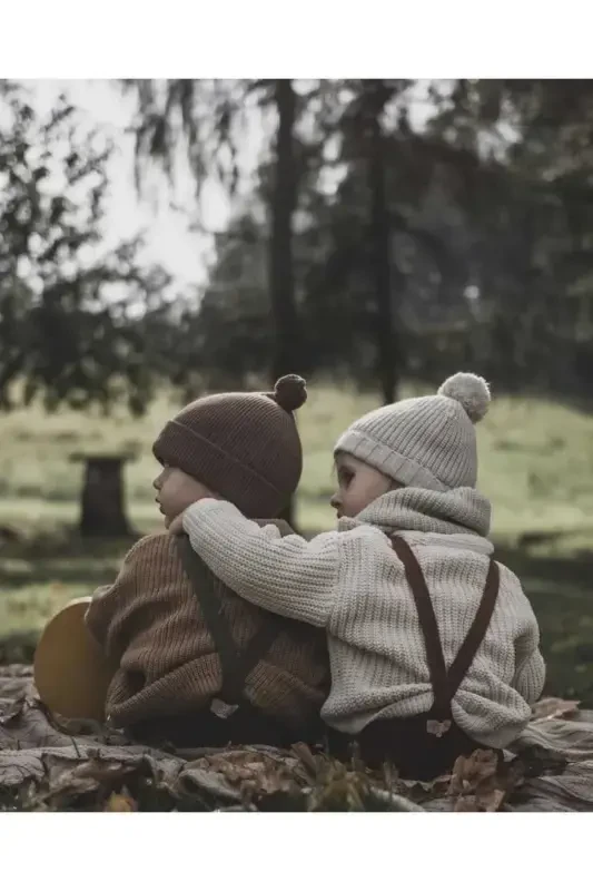 Extra Esnek Bisiklet Yaka Unisex Bebek & Çocuk Kazak (0-5 Yaş)-Taş Rengi - 2