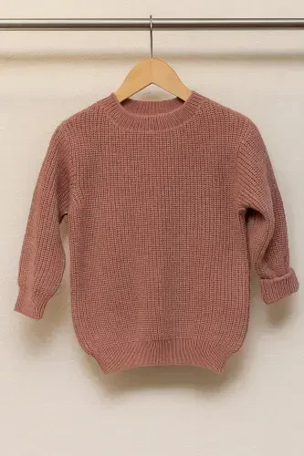 Extra Esnek Bisiklet Yaka Unisex Bebek & Çocuk Kazak (0-8 Yaş)-Bordo - NIMINI KIDS (1)