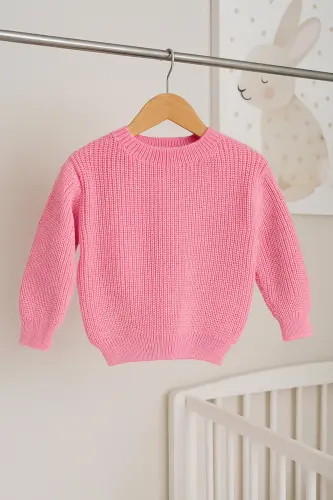 Extra Esnek Velosiped Yoqali Unisex Chaqaloqlar & Bolalar Jumper (0-8 Yosh)-Pushti - 4