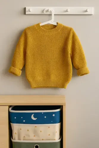 Extra Flexible Bicycle Collar Unisex Baby & Kids Sweater (0-8 Years)-Orange - 1