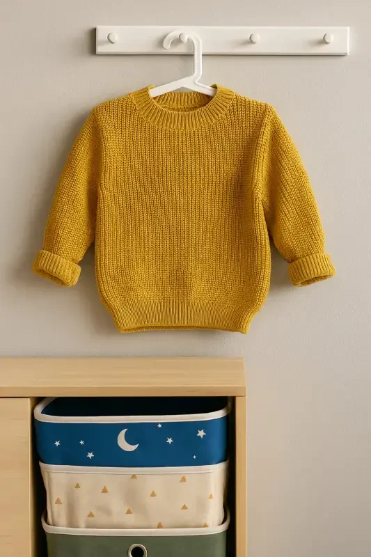 Extra Flexible Bicycle Collar Unisex Baby & Kids Sweater (0-8 Years)-Orange - 1