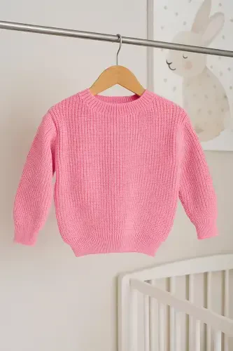 Extra Flexible Bicycle Collar Unisex Baby & Kids Sweater (0-8 Years)-Pink - 3