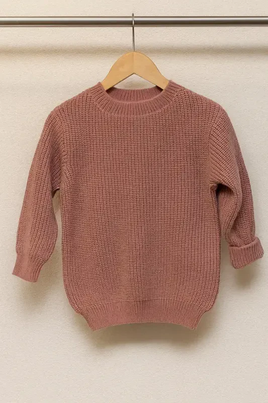 Extra Flexible Crew Neck Unisex Baby & Kids Sweater (0-8 Years)-Burgundy - 2