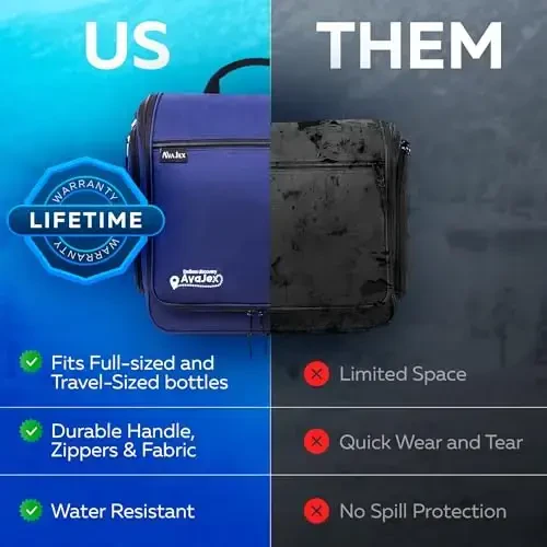 Extra Large (11.8”x11.8”x4”) Erkaklar va ayollar uchun osilgan sayohat tualet sumkasi - Yelkali Kosmetik sayohat sumkasi - Metall ilgakli suv o'tkazmaydigan gigiyena sumkasi va tualet buyumlari uchun 19 ta bo'linma - 5