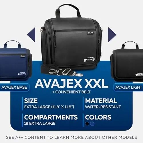 Extra Large (11.8”x11.8”x4”) Hanging Travel Toiletry Bag for Men and Women - Cosmetic Travel Bag With Shoulder Strap - Waterproof Hygiene Bag with Metal Swivel Hook and 19 Compartments for Toiletries - EXTRA (1)