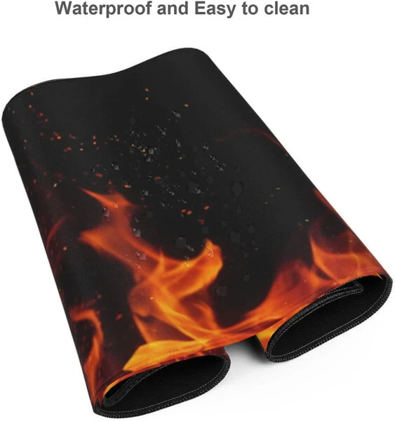 Extra Large Gaming Mouse Pad with Stitched Edges. Extended Full Desk Mousepad with Non Slip Rubber Base. Perfect for Work, Game, Office & Home. (XXXL Fire Theme Mousepad 35.5'' x 16'') - 4
