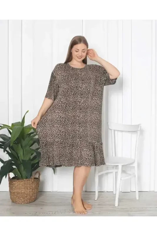 EXTRA LARGE SIZE COTTON DRESS-LEOPARD - 1