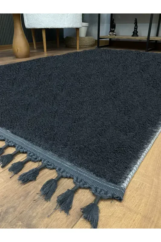 Extra Puffy Plush Ultra Soft Washable Anthracite Round-ANTHRACITE - 2