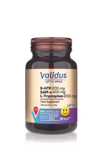 Extra Smile 5 Htp 200 mg L-Triptofan 200 mg SAM 400 mg 30 Kapsula - VALIDUS (1)