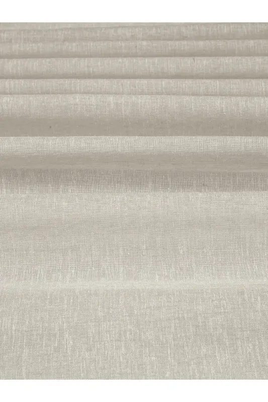 Extra-Wide Sheer Curtain with Linen Look, Wrinkled, Linen Color, High Quality - 2