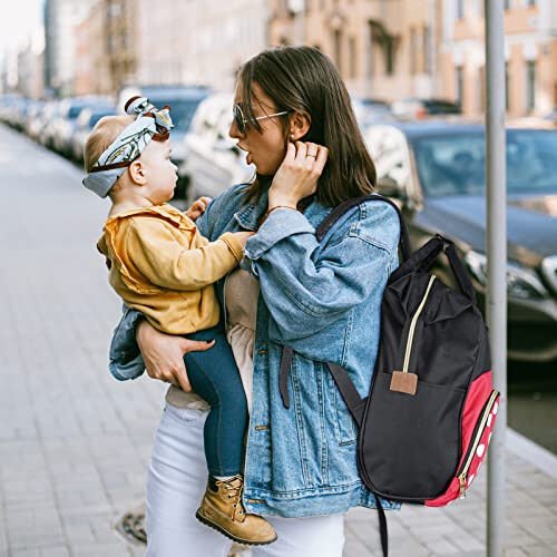 Exttlliy Baby Diaper Bag Backpack, Large Capacity Waterproof Multi-Function Fashion Polka Dots Travel Bag Pack, Nursing Bag(A) - 4