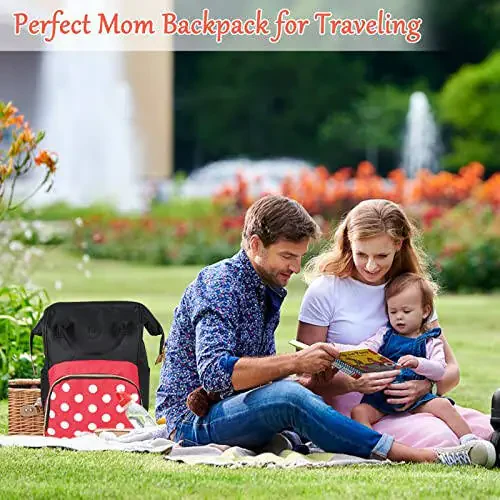 Exttlliy Baby Diaper Bag Backpack, Large Capacity Waterproof Multi-Function Fashion Polka Dots Travel Bag Pack, Nursing Bag(A) - 6