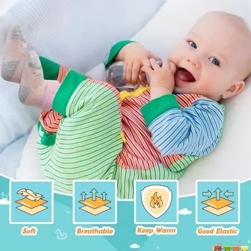 Eyean Baby Wool Grip Paypoq Yumshoq Qishki Issiq Qalin Sirpanmaydigan Bola O'g'il Qizlar Bolalar uchun paypoq 6 juft - 5