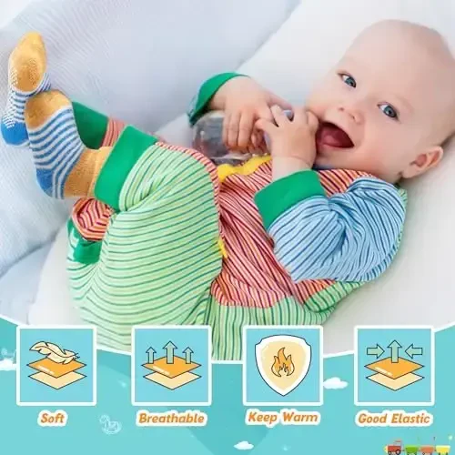 Eyean Baby Wool Grip Paypoq Yumshoq Qishki Issiq Qalin Sirpanmaydigan Bolalar O'g'il Qizlar Bolalar Paypoqlari 6 Juft - 5